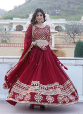 Lehenga Choli in Maroon Colour Looking Sparse